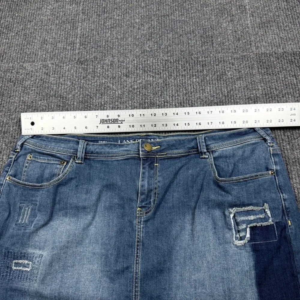 Lane Bryant Blue Denim Distressed Mini Skirt Raw Hem Plus Size 24 SAG1072056